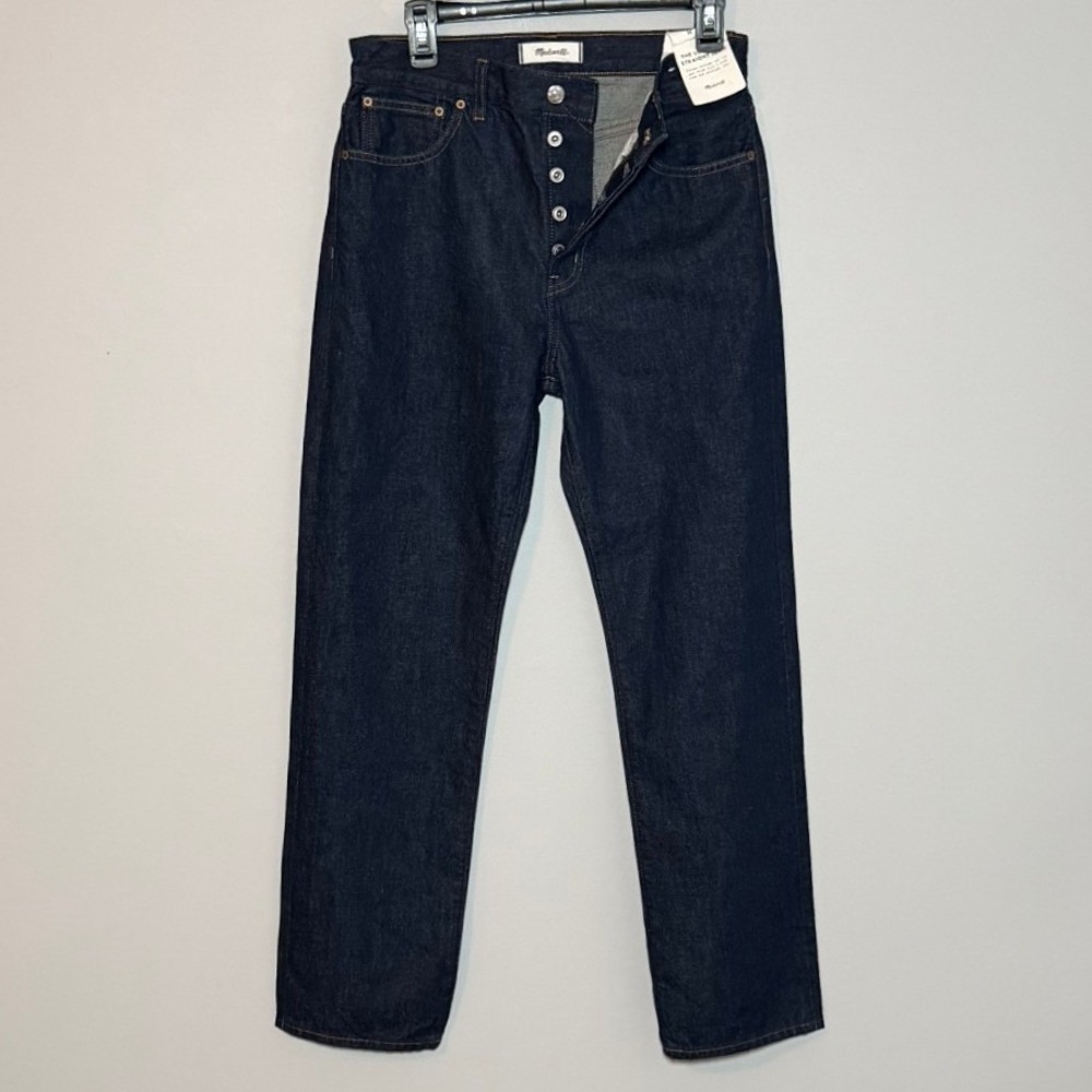 Madewell Longline Straight Jean Dark Indigo High Rise Button Fly 27 NX984 NWT - Picture 2 of 10